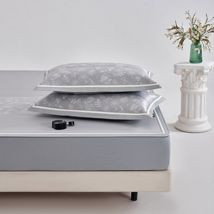 91家纺网 家纺一手货源 找家纺 小牛席业 2026春夏新款轻奢半定位凉感冰丝席凉席席子系列床笠款 轻奢半定位-灰色 床笠款