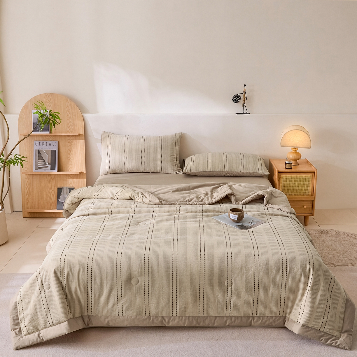 91家纺网 家纺一手货源 找家纺 吾诺家居 2026春夏新款全棉大提花棉花夏被夏凉被空调被-星空系列 星空-卡其