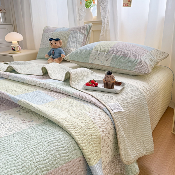 91家纺网 家纺一手货源 找家纺 （总）淑女公社家纺 2026春夏新款高温砂洗床盖款纯棉四件套床盖被套单品单件