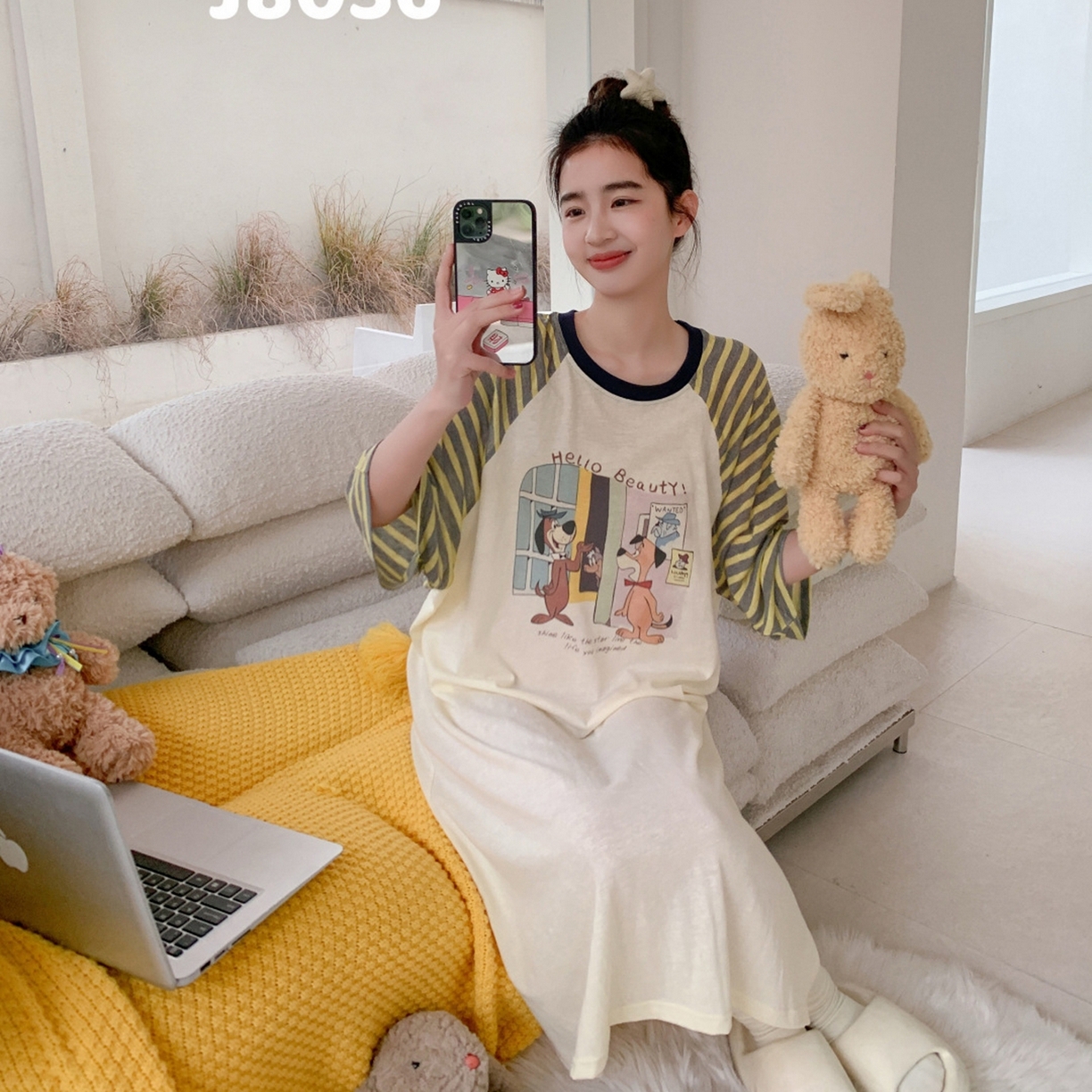 91家纺网 家纺一手货源 找家纺 妍景家居生活馆 2026新款夏至恋曲睡裙 黄色