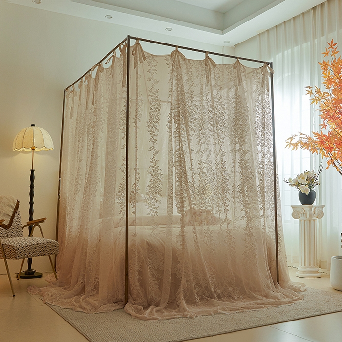 91家纺网 家纺一手货源 找家纺 （总）都市缘蚊帐 2026新款春夏落地豪华高端蕾丝提花款导轨蚊帐-玫瑰庄园-905款