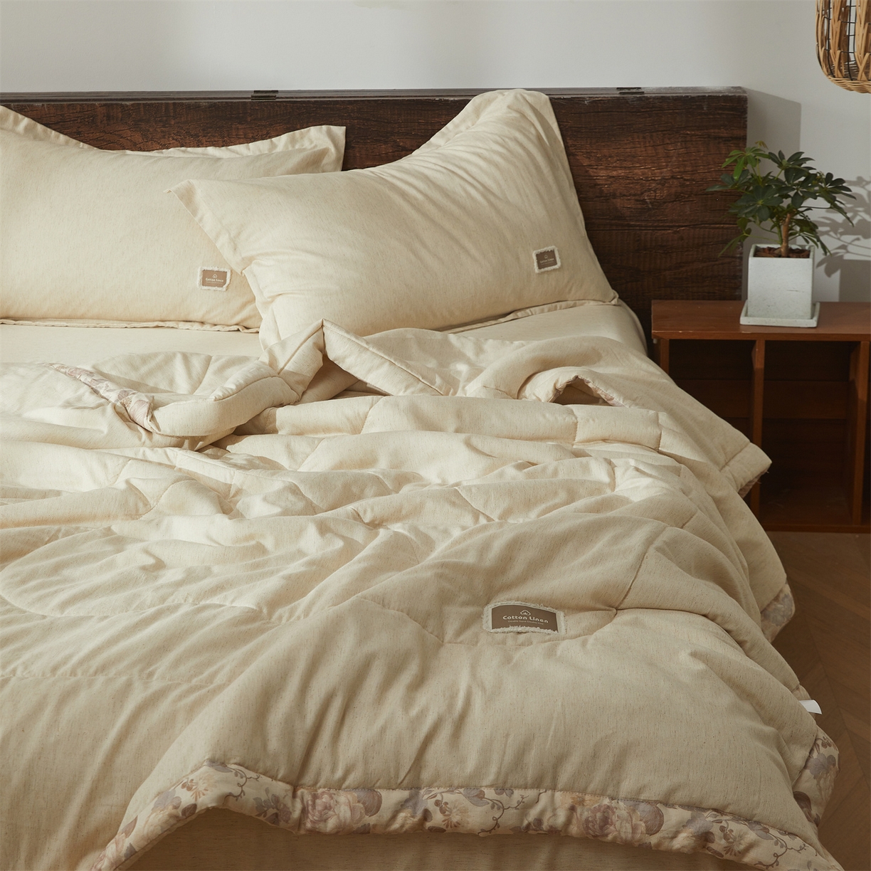 91家纺网 家纺一手货源 找家纺 西域种棉人·千百笠 2026新款A类棉麻新疆棉花夏被全棉纯棉单双人空调被夏凉被 棉麻-空白诗