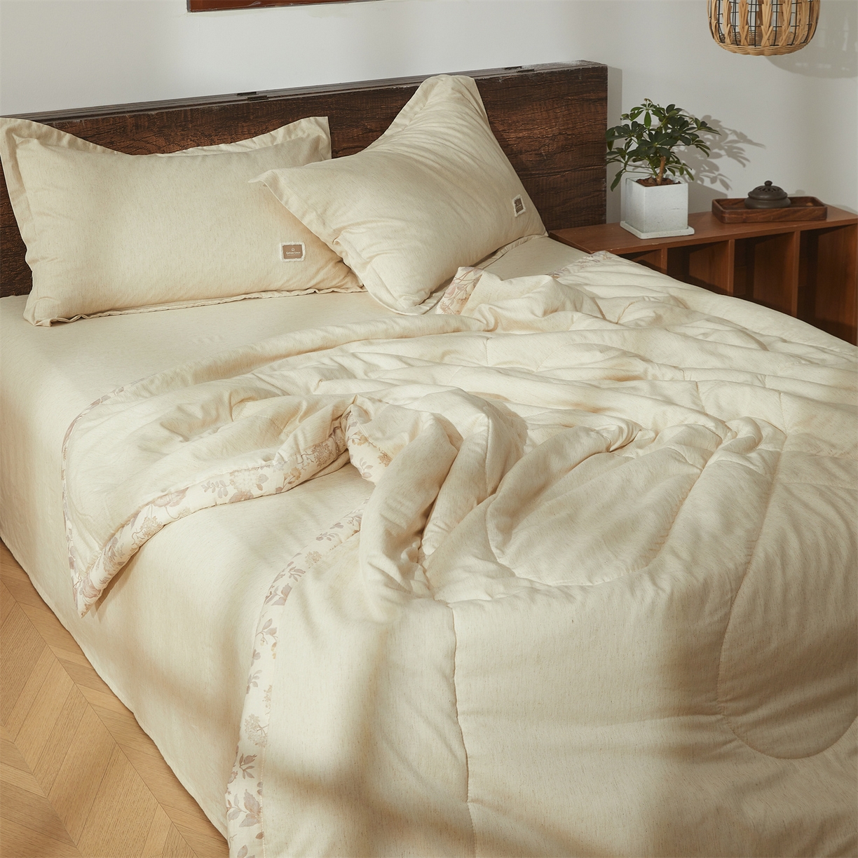 91家纺网 家纺一手货源 找家纺 西域种棉人·千百笠 2026新款A类棉麻新疆棉花夏被全棉纯棉单双人空调被夏凉被 棉麻-空白诗