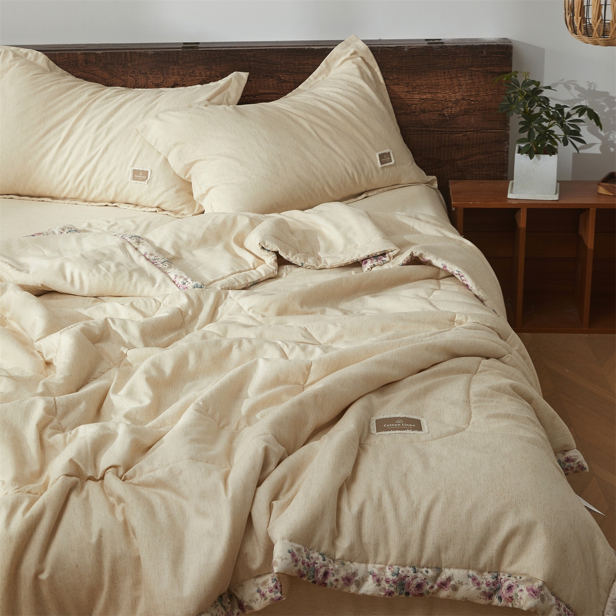 91家纺网 家纺一手货源 找家纺 西域种棉人·千百笠 2026新款A类棉麻新疆棉花夏被全棉纯棉单双人空调被夏凉被 棉麻-冰心