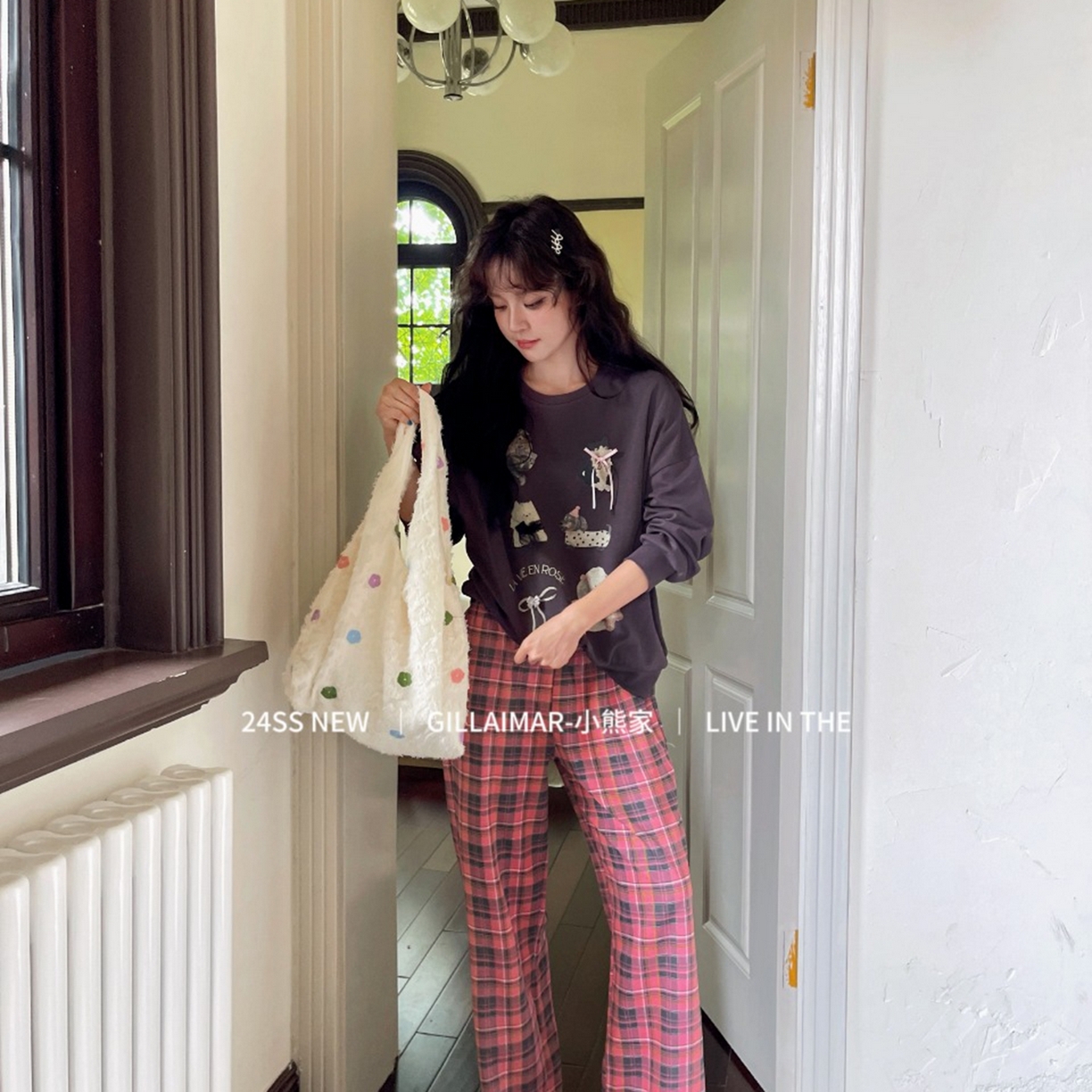 91家纺网 家纺一手货源 找家纺 （总）妍景家居生活馆 2025新款新疆棉翻领小格子款蓝