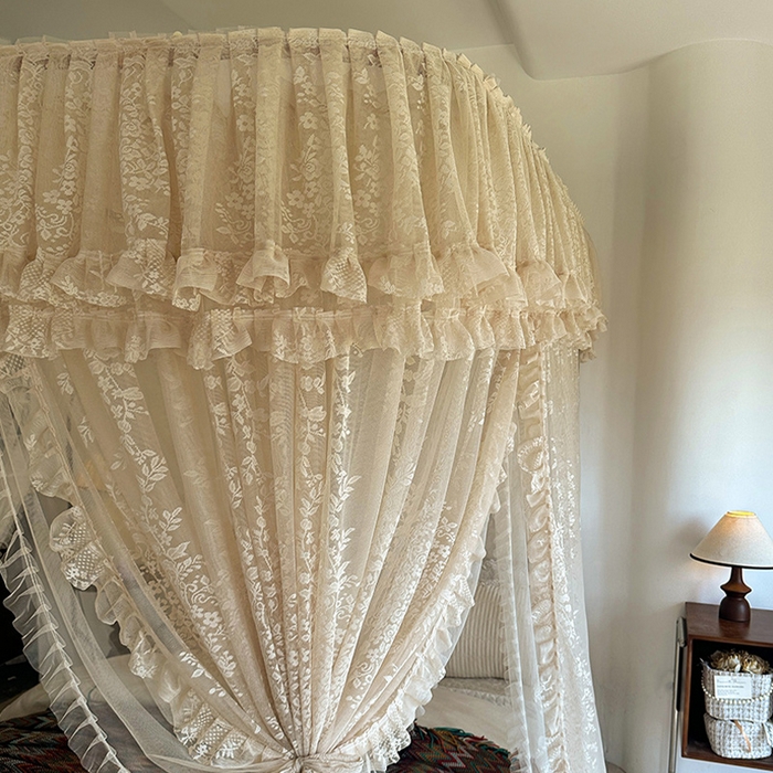 91家纺网 家纺一手货源 找家纺 （总）都市缘蚊帐 2026春夏新款单双层豪华高端蕾丝提花款导轨蚊帐-玫瑰庄园