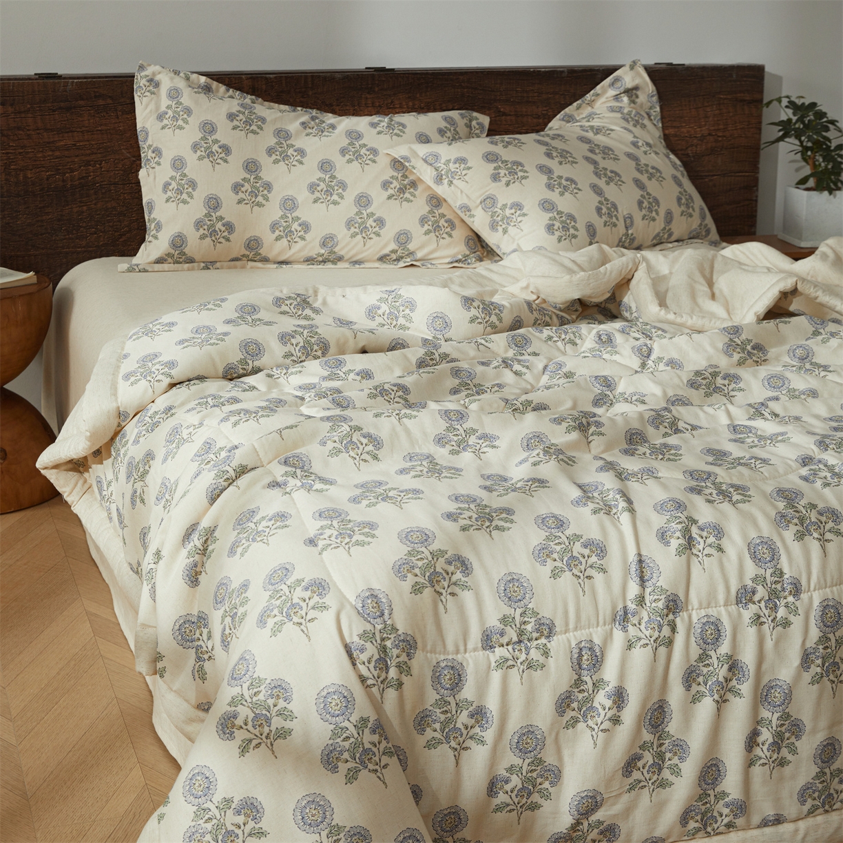 91家纺网 家纺一手货源 找家纺 西域种棉人·千百笠 2026新款A类棉麻新疆棉花夏被全棉纯棉单双人空调被夏凉被 棉麻-花田