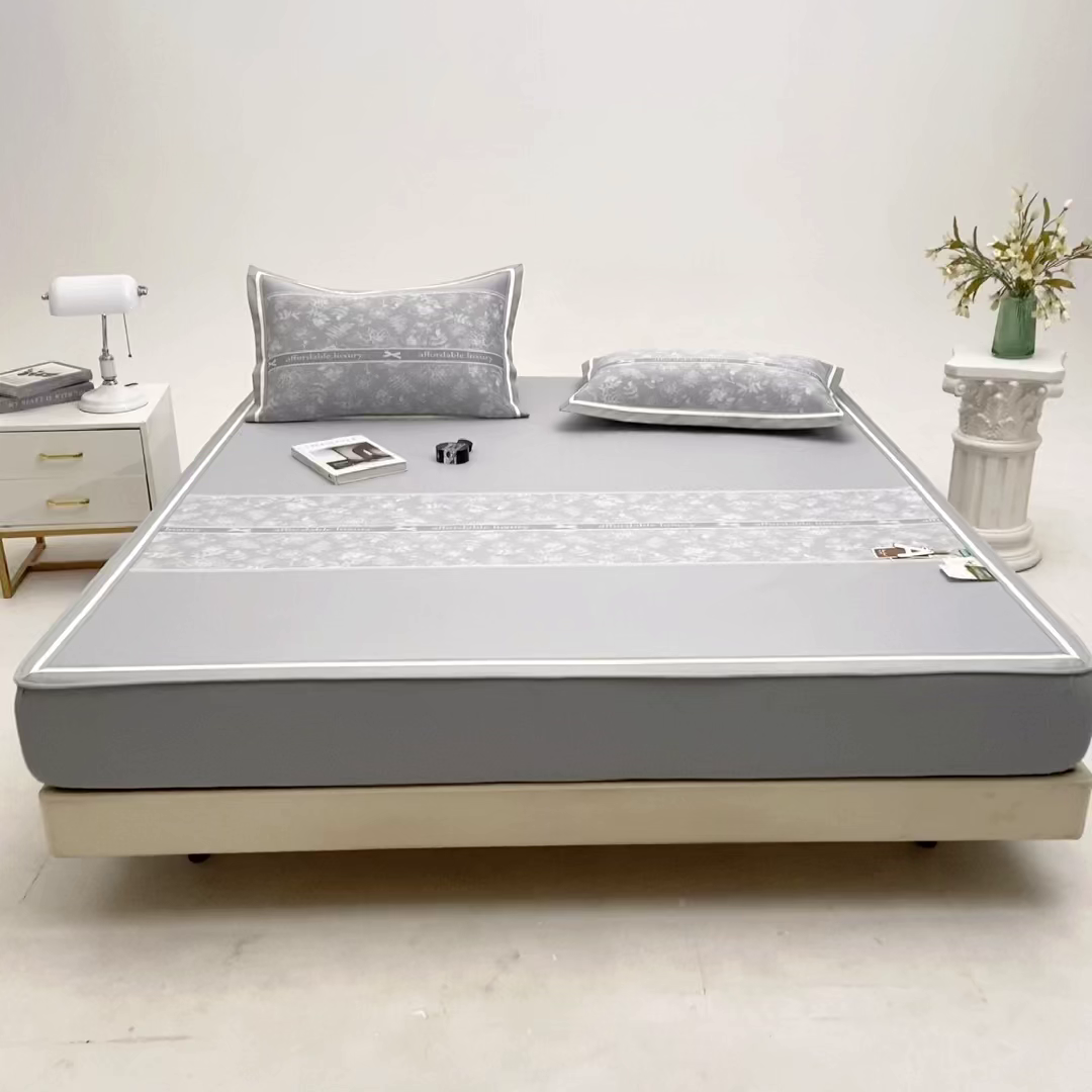 91家纺网 家纺一手货源 找家纺 小牛席业 2026春夏新款轻奢半定位凉感冰丝席凉席席子系列床笠款 轻奢半定位-灰色 床笠款