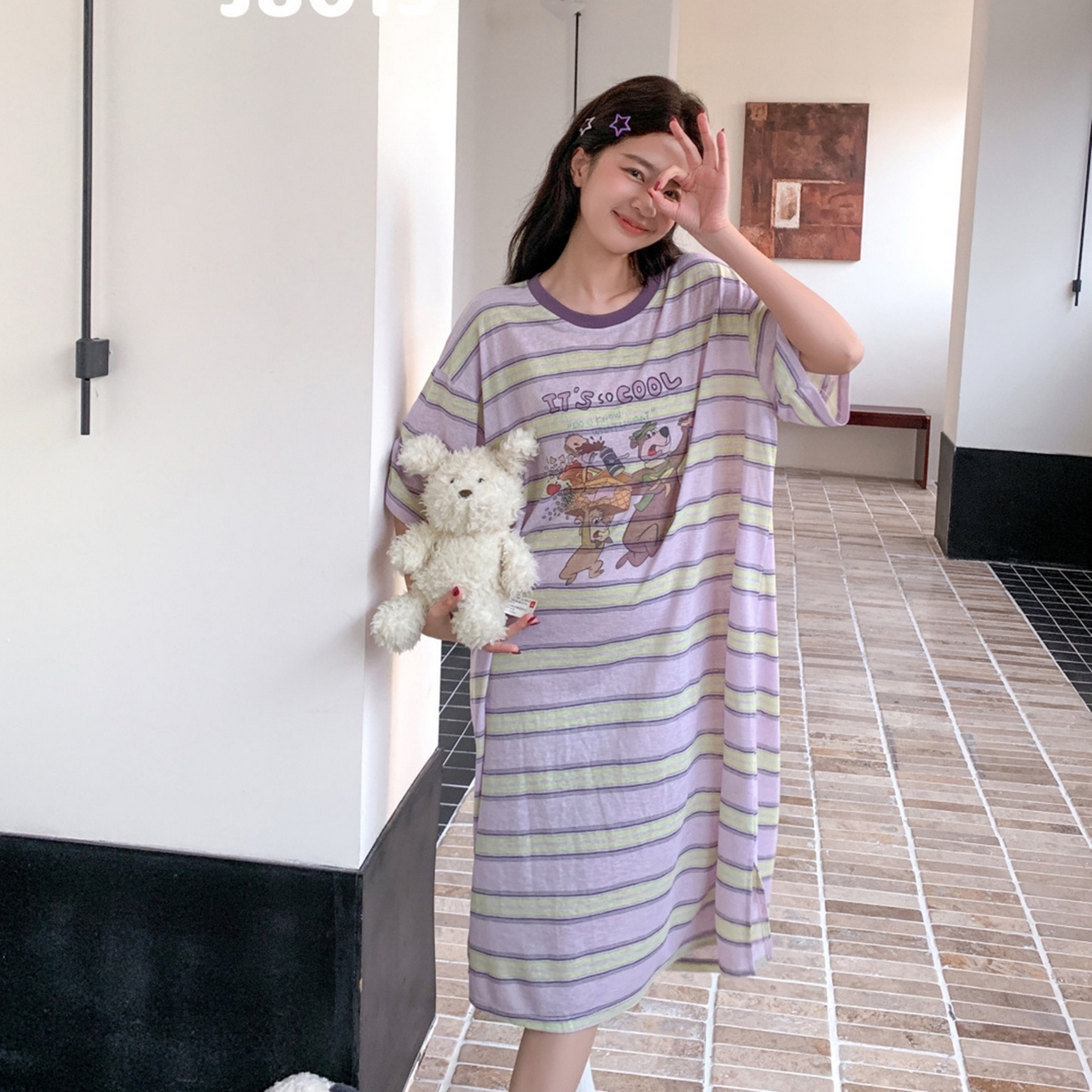 91家纺网 家纺一手货源 找家纺 妍景家居生活馆 2026新款星野幽梦睡裙 紫色