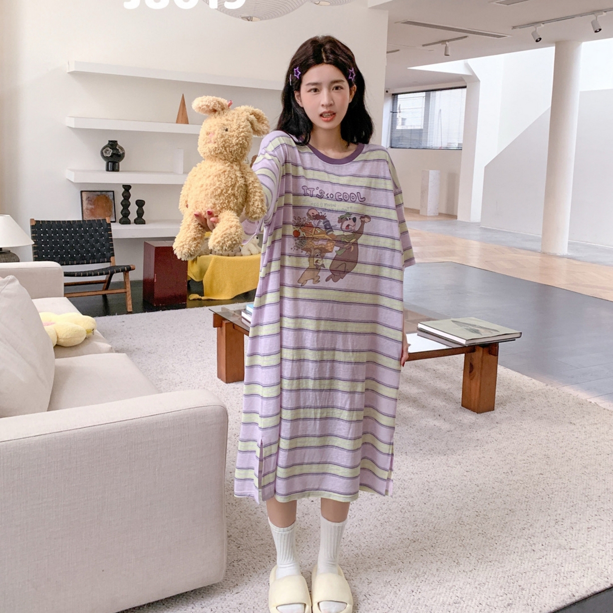 91家纺网 家纺一手货源 找家纺 妍景家居生活馆 2026新款星野幽梦睡裙 紫色