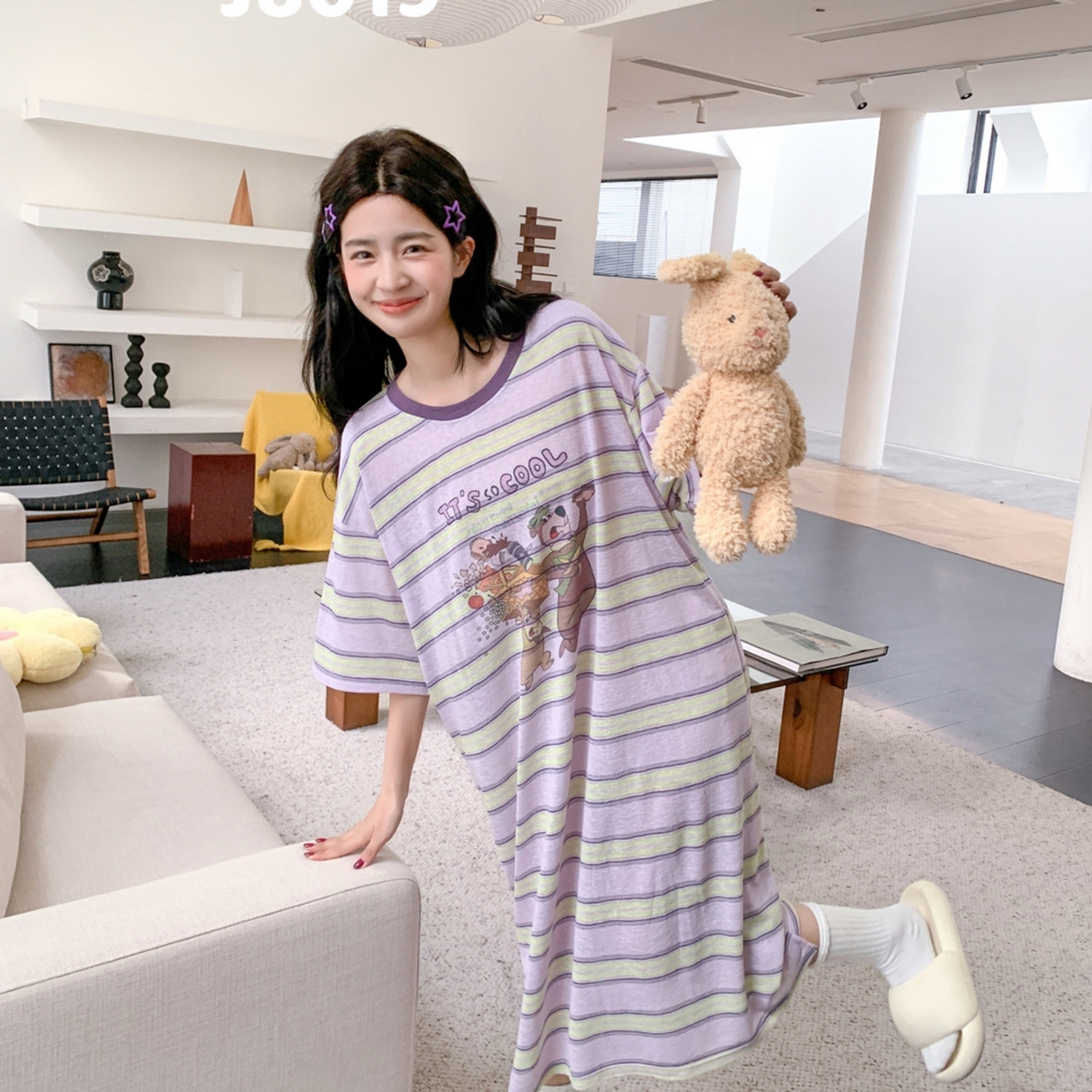 91家纺网 家纺一手货源 找家纺 妍景家居生活馆 2026新款星野幽梦睡裙 紫色