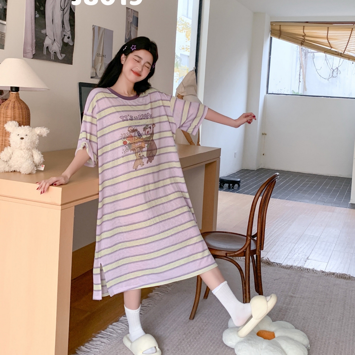 91家纺网 家纺一手货源 找家纺 妍景家居生活馆 2026新款星野幽梦睡裙 紫色