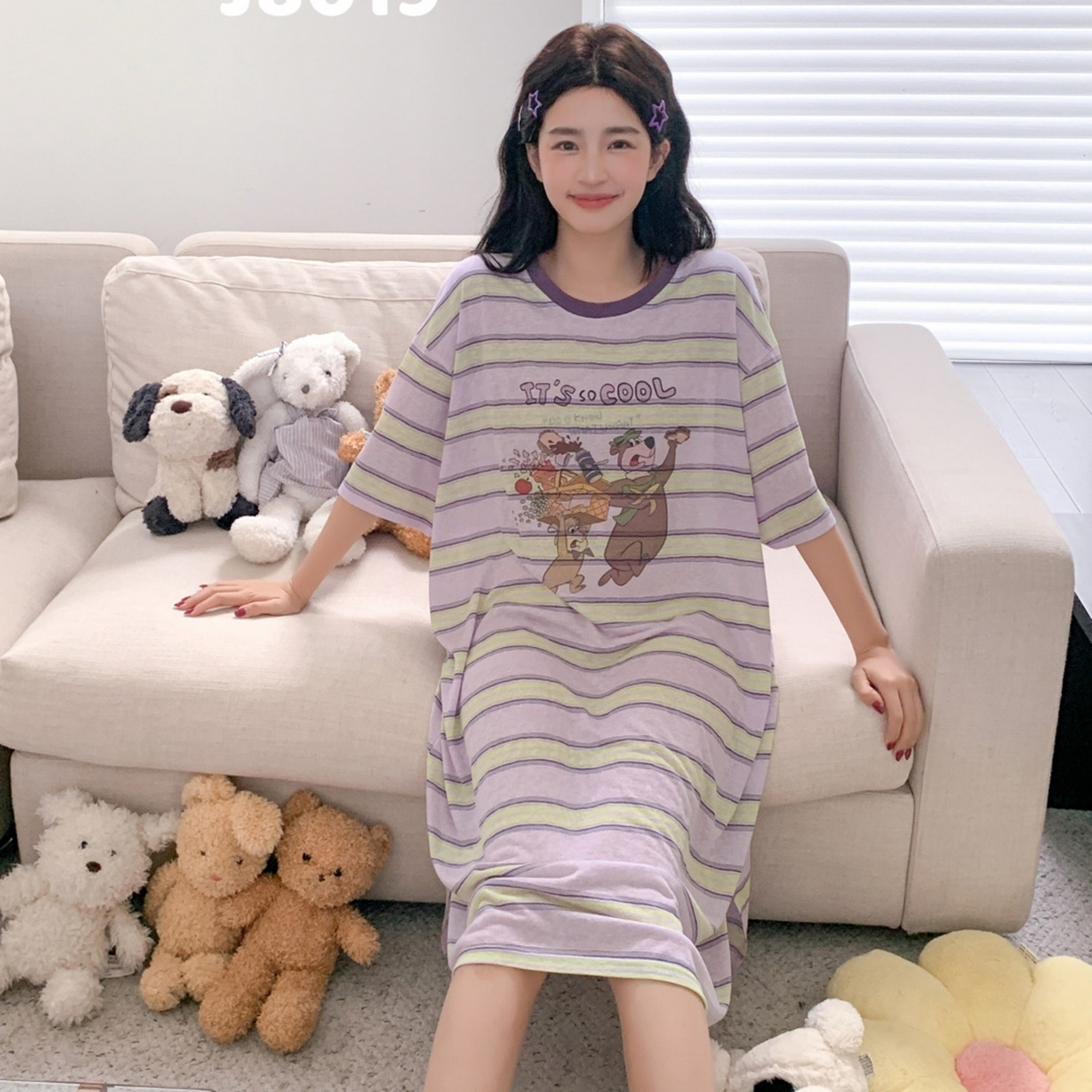 91家纺网 家纺一手货源 找家纺 妍景家居生活馆 2026新款星野幽梦睡裙 紫色