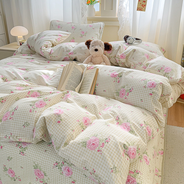 91家纺网 家纺一手货源 找家纺 （总）淑女公社家纺 2026春夏新款高温砂洗床盖款纯棉四件套床盖被套单品单件