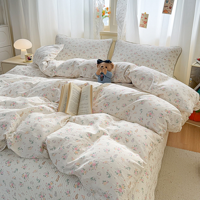 91家纺网 家纺一手货源 找家纺 （总）淑女公社家纺 2026春夏新款高温砂洗床盖款纯棉四件套床盖被套单品单件