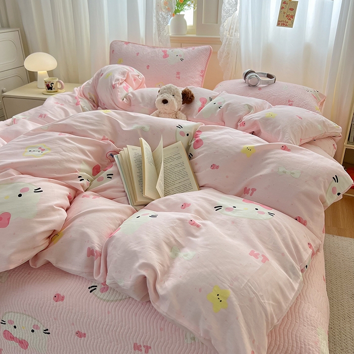 91家纺网 家纺一手货源 找家纺 （总）淑女公社家纺 2026春夏新款高温砂洗床盖款纯棉四件套床盖被套单品单件