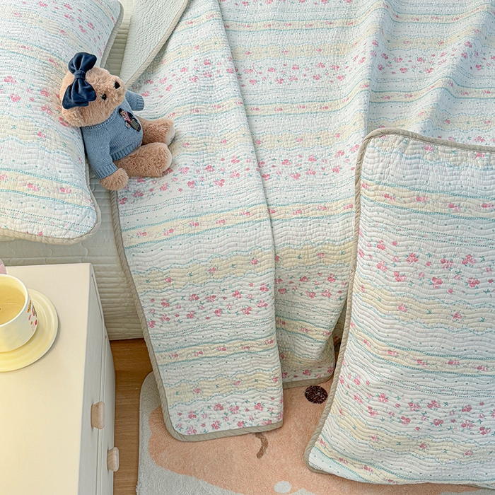 91家纺网 家纺一手货源 找家纺 淑女公社家纺 2026春夏新款高温砂洗床盖款纯棉四件套床盖被套单品单件 春意盎然