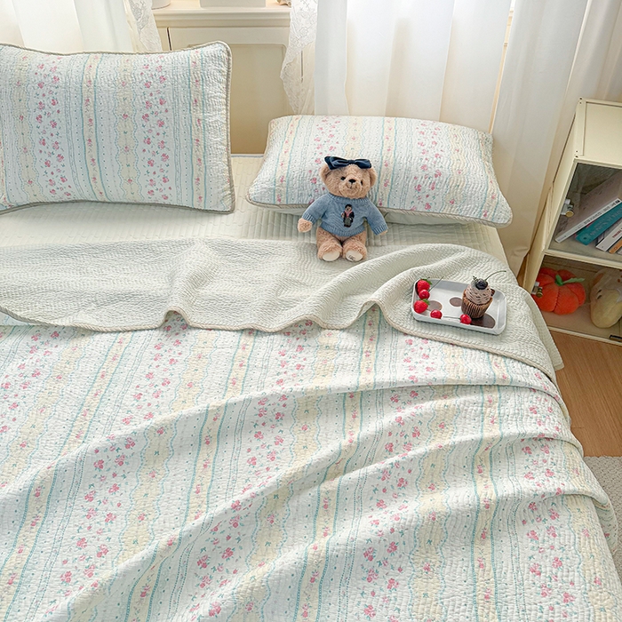 91家纺网 家纺一手货源 找家纺 淑女公社家纺 2026春夏新款高温砂洗床盖款纯棉四件套床盖被套单品单件 春意盎然