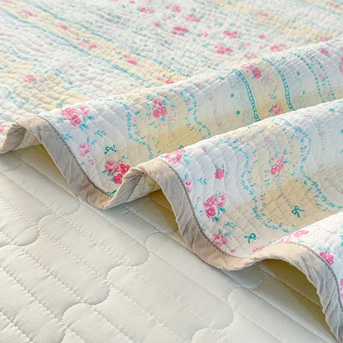 91家纺网 家纺一手货源 找家纺 淑女公社家纺 2026春夏新款高温砂洗床盖款纯棉四件套床盖被套单品单件 春意盎然