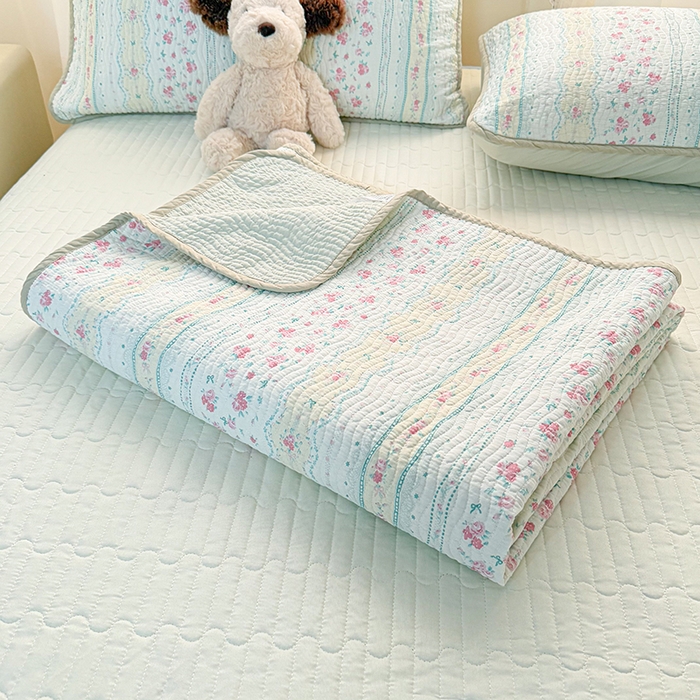 91家纺网 家纺一手货源 找家纺 淑女公社家纺 2026春夏新款高温砂洗床盖款纯棉四件套床盖被套单品单件 春意盎然