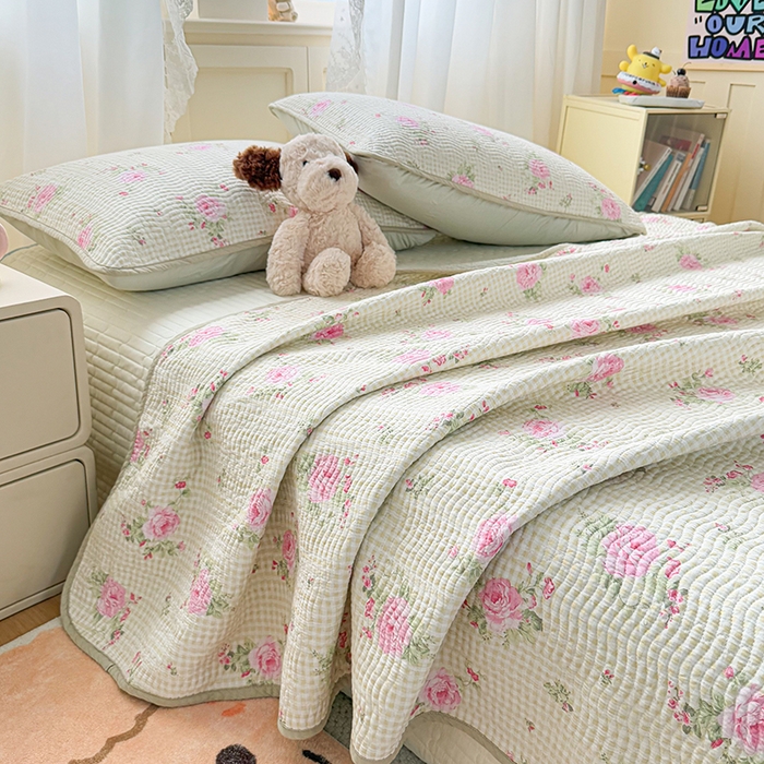 91家纺网 家纺一手货源 找家纺 淑女公社家纺 2026春夏新款高温砂洗床盖款纯棉四件套床盖被套单品单件 繁花