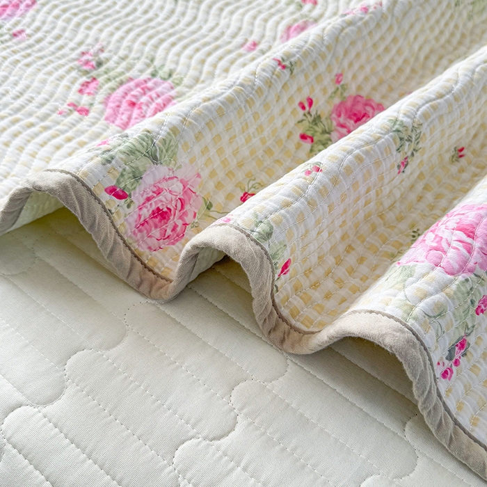 91家纺网 家纺一手货源 找家纺 淑女公社家纺 2026春夏新款高温砂洗床盖款纯棉四件套床盖被套单品单件 繁花