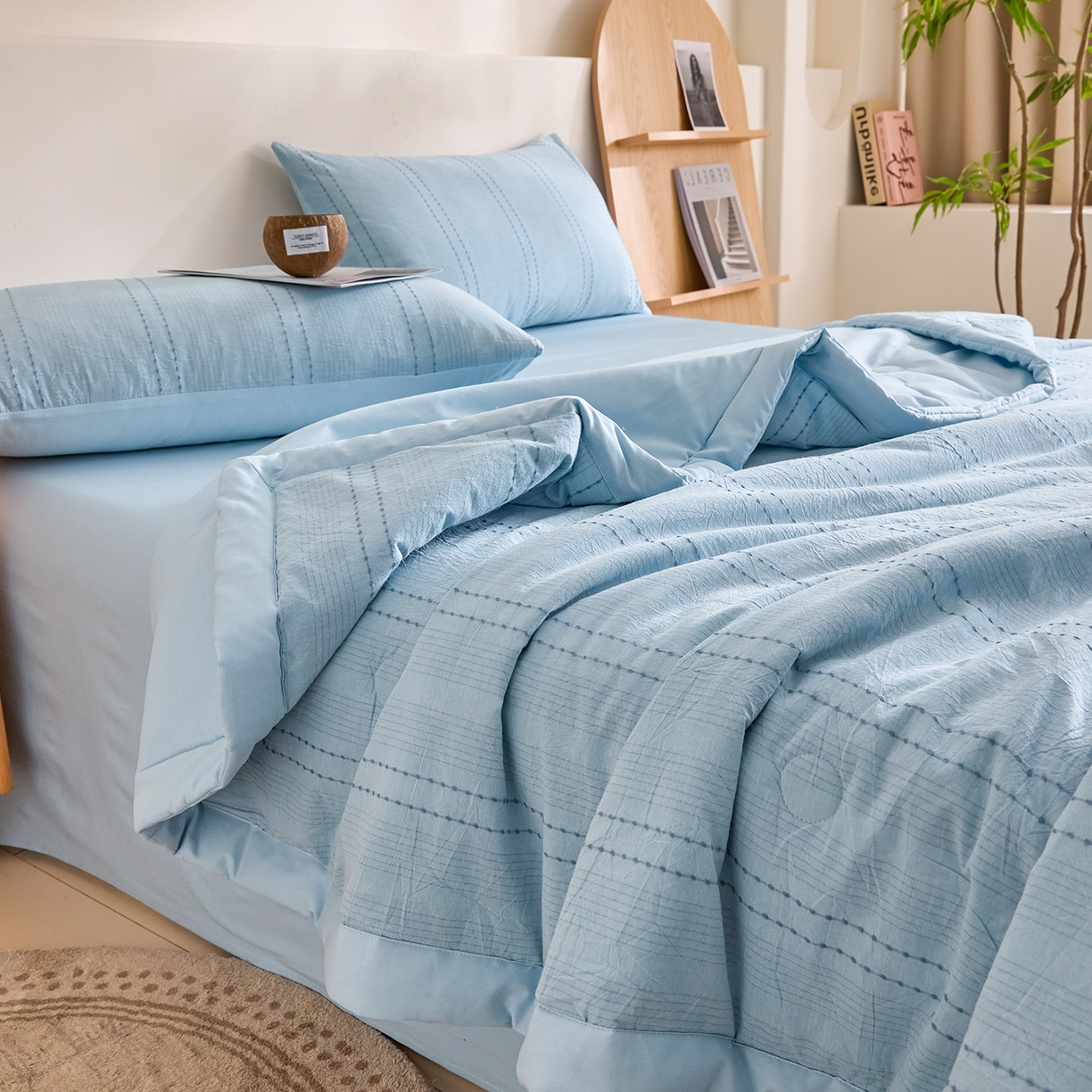 91家纺网 家纺一手货源 找家纺 吾诺家居 2026春夏新款全棉大提花棉花夏被夏凉被空调被-星空系列 星空-天兰