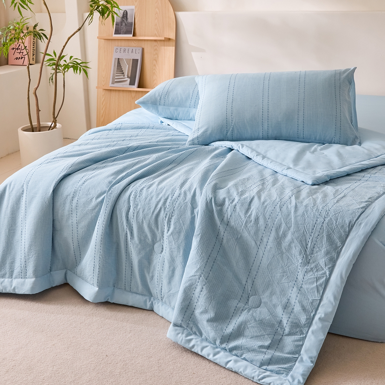 91家纺网 家纺一手货源 找家纺 吾诺家居 2026春夏新款全棉大提花棉花夏被夏凉被空调被-星空系列 星空-天兰