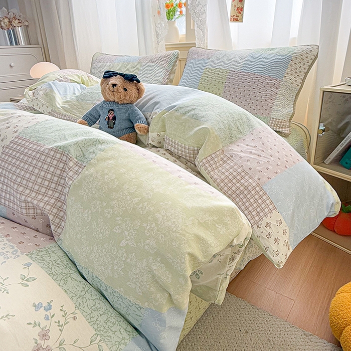 91家纺网 家纺一手货源 找家纺 淑女公社家纺 2026春夏新款高温砂洗床盖款纯棉四件套床盖被套单品单件 韩格