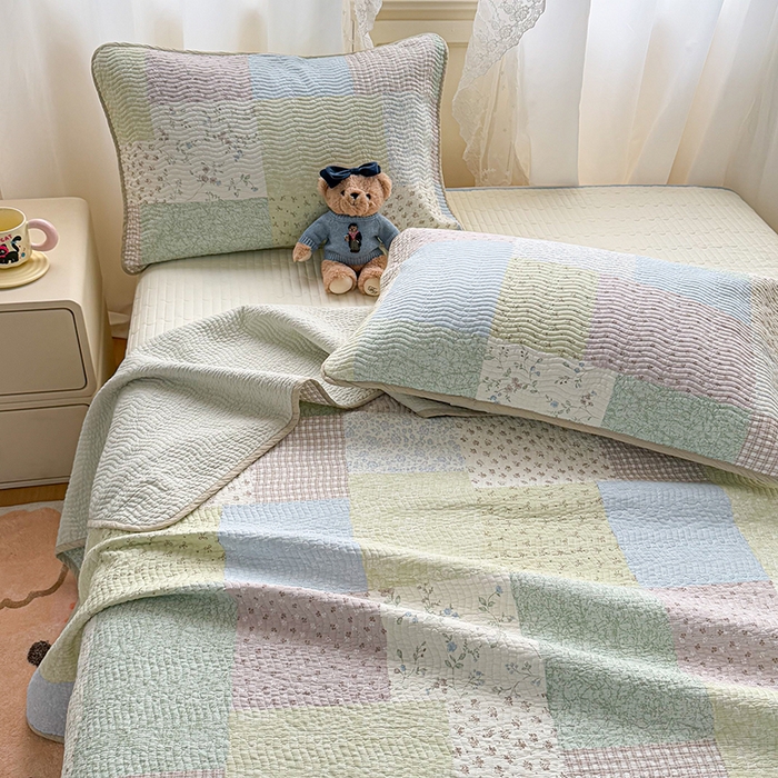 91家纺网 家纺一手货源 找家纺 淑女公社家纺 2026春夏新款高温砂洗床盖款纯棉四件套床盖被套单品单件 韩格