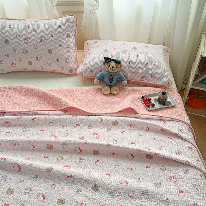 91家纺网 家纺一手货源 找家纺 淑女公社家纺 2026春夏新款高温砂洗床盖款纯棉四件套床盖被套单品单件 好多喵