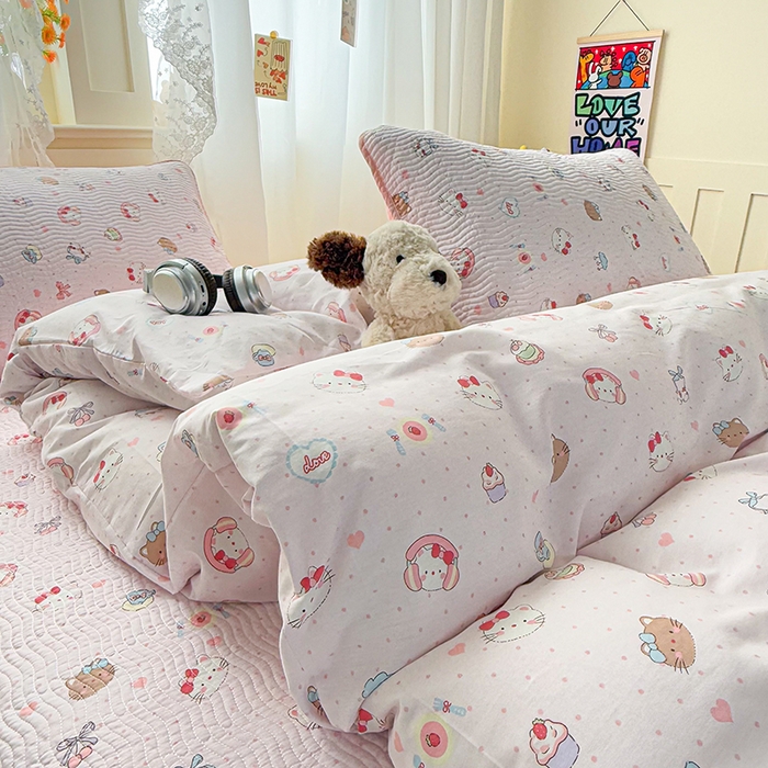 91家纺网 家纺一手货源 找家纺 淑女公社家纺 2026春夏新款高温砂洗床盖款纯棉四件套床盖被套单品单件 好多喵