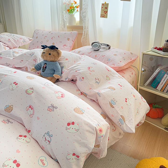 91家纺网 家纺一手货源 找家纺 淑女公社家纺 2026春夏新款高温砂洗床盖款纯棉四件套床盖被套单品单件 好多喵