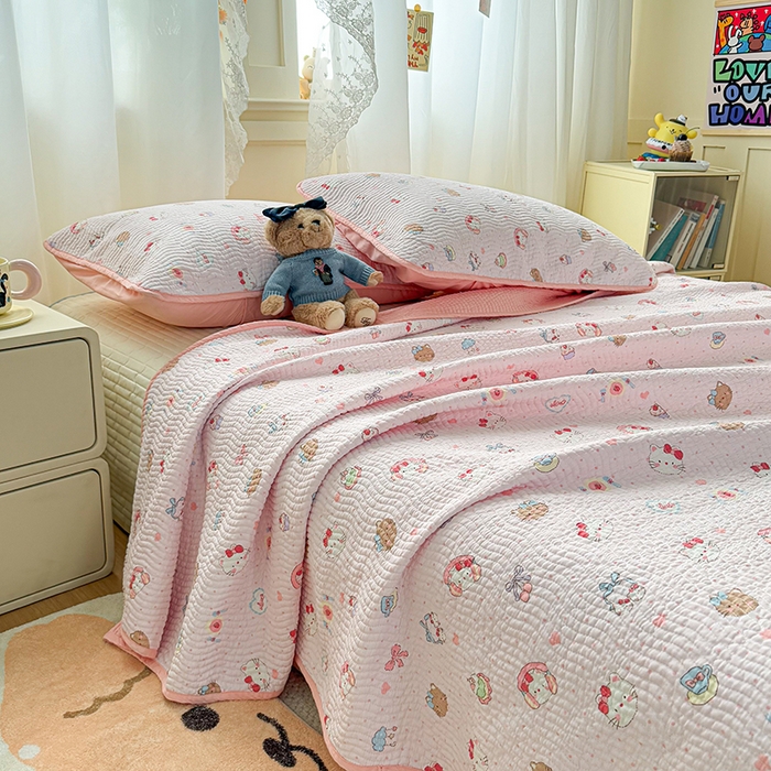 91家纺网 家纺一手货源 找家纺 淑女公社家纺 2026春夏新款高温砂洗床盖款纯棉四件套床盖被套单品单件 好多喵