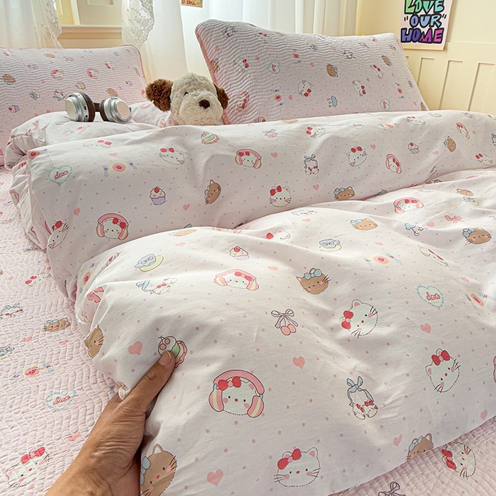 91家纺网 家纺一手货源 找家纺 淑女公社家纺 2026春夏新款高温砂洗床盖款纯棉四件套床盖被套单品单件 好多喵