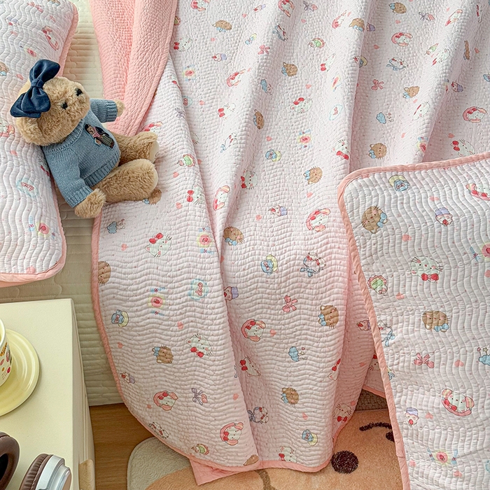 91家纺网 家纺一手货源 找家纺 淑女公社家纺 2026春夏新款高温砂洗床盖款纯棉四件套床盖被套单品单件 好多喵