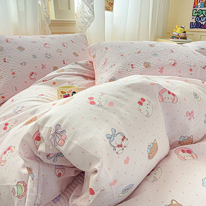 91家纺网 家纺一手货源 找家纺 淑女公社家纺 2026春夏新款高温砂洗床盖款纯棉四件套床盖被套单品单件 好多喵