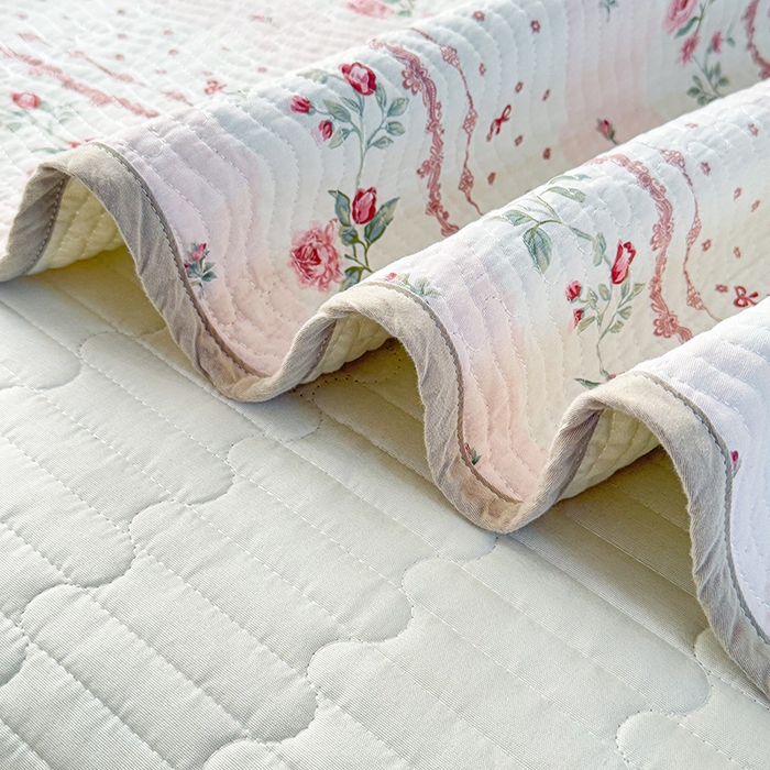 91家纺网 家纺一手货源 找家纺 淑女公社家纺 2026春夏新款高温砂洗床盖款纯棉四件套床盖被套单品单件 花蔓