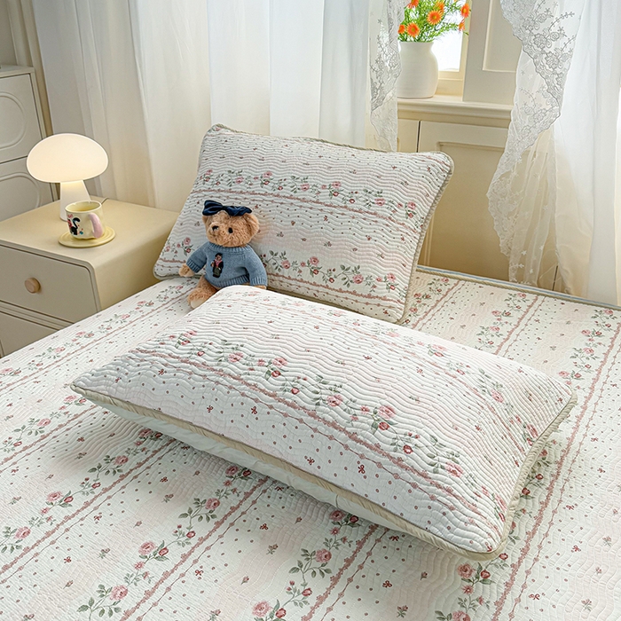 91家纺网 家纺一手货源 找家纺 淑女公社家纺 2026春夏新款高温砂洗床盖款纯棉四件套床盖被套单品单件 花蔓