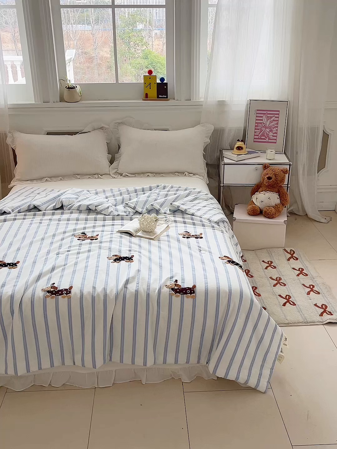 91家纺网 家纺一手货源 找家纺 一加一 2026新款全棉色织水洗棉毛巾绣大豆夏被夏凉被空调被-腊肠狗 腊肠狗-海盐