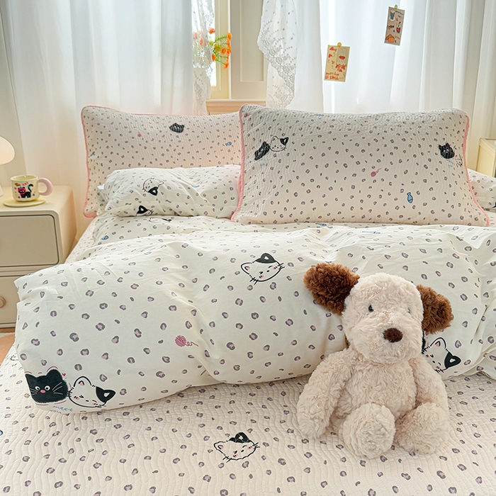 91家纺网 家纺一手货源 找家纺 淑女公社家纺 2026春夏新款高温砂洗床盖款纯棉四件套床盖被套单品单件 喵小姐