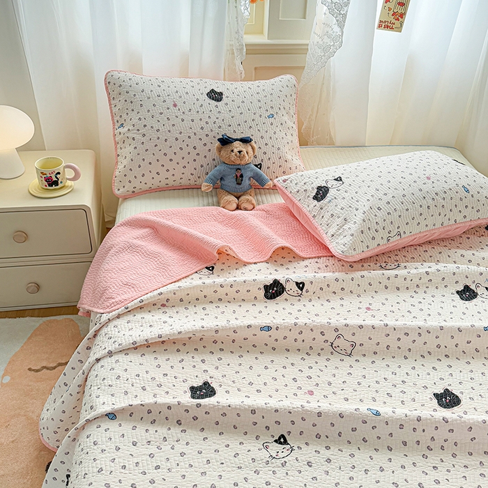 91家纺网 家纺一手货源 找家纺 淑女公社家纺 2026春夏新款高温砂洗床盖款纯棉四件套床盖被套单品单件 喵小姐