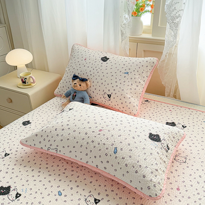 91家纺网 家纺一手货源 找家纺 淑女公社家纺 2026春夏新款高温砂洗床盖款纯棉四件套床盖被套单品单件 喵小姐