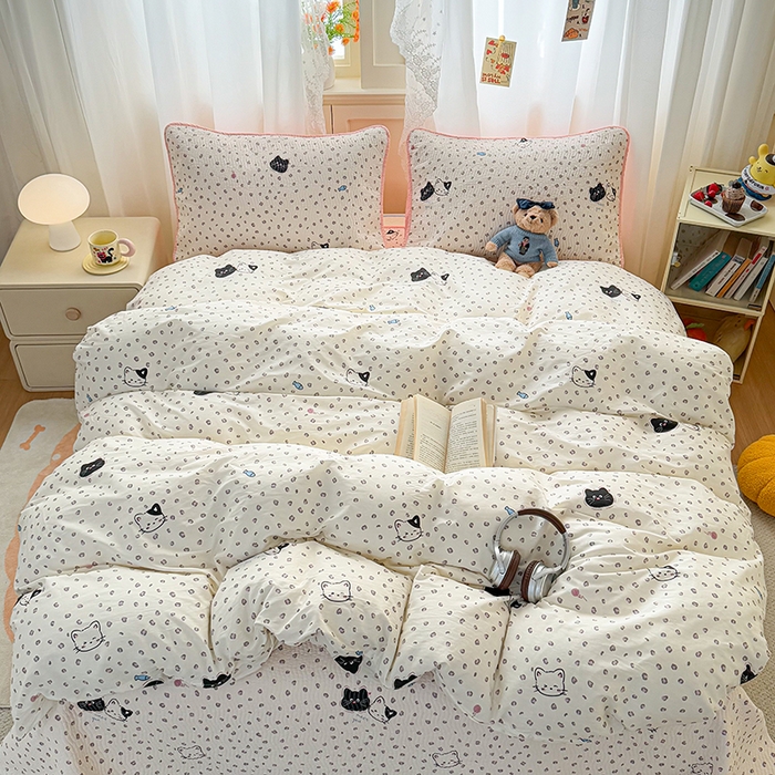 91家纺网 家纺一手货源 找家纺 淑女公社家纺 2026春夏新款高温砂洗床盖款纯棉四件套床盖被套单品单件 喵小姐