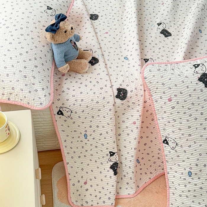 91家纺网 家纺一手货源 找家纺 淑女公社家纺 2026春夏新款高温砂洗床盖款纯棉四件套床盖被套单品单件 喵小姐