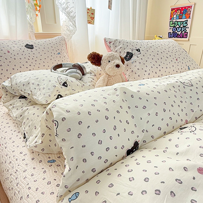 91家纺网 家纺一手货源 找家纺 淑女公社家纺 2026春夏新款高温砂洗床盖款纯棉四件套床盖被套单品单件 喵小姐