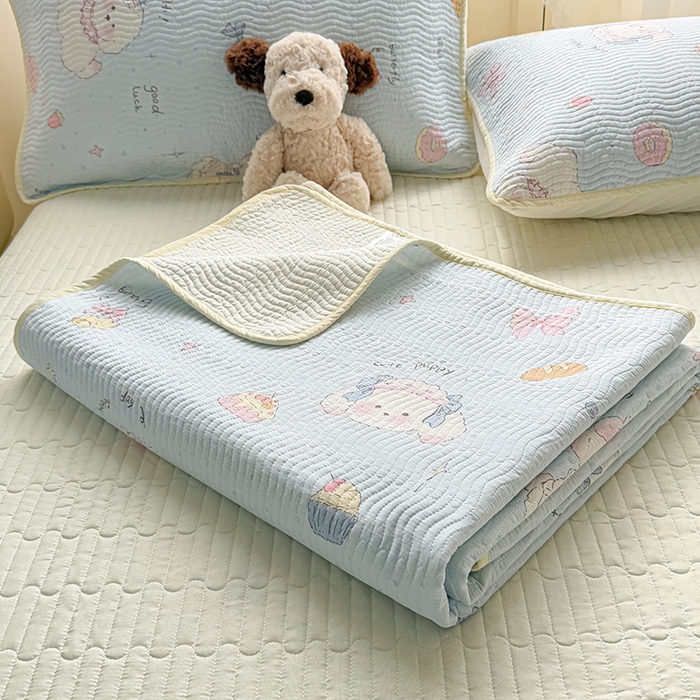 91家纺网 家纺一手货源 找家纺 淑女公社家纺 2026春夏新款高温砂洗床盖款纯棉四件套床盖被套单品单件 泡芙小狗