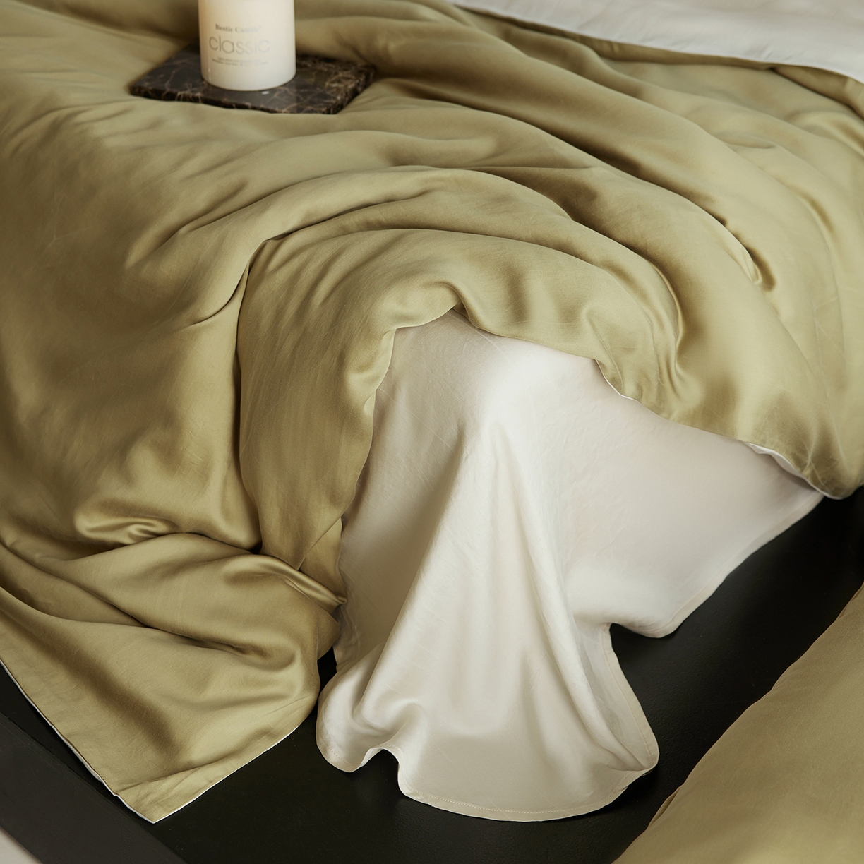 91家纺网 家纺一手货源 找家纺 初拾 2026新款60支水洗兰精天丝“慵懒风”四件套-软泡芙 软泡芙-茉香奶绿