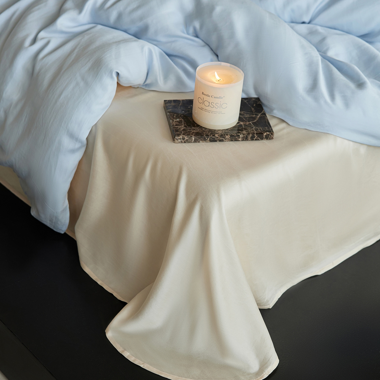 91家纺网 家纺一手货源 找家纺 初拾 2026新款60支水洗兰精天丝“慵懒风”四件套-软泡芙 软泡芙-蓝天白云