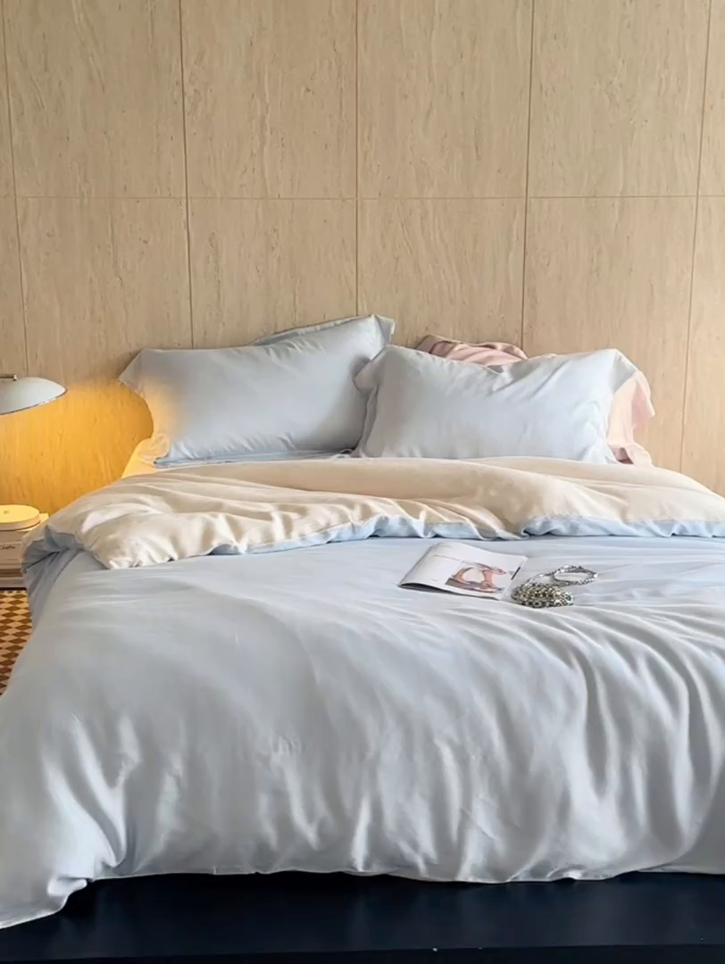 91家纺网 家纺一手货源 找家纺 （总）初拾 2026新款60支水洗兰精天丝“慵懒风”四件套-软泡芙